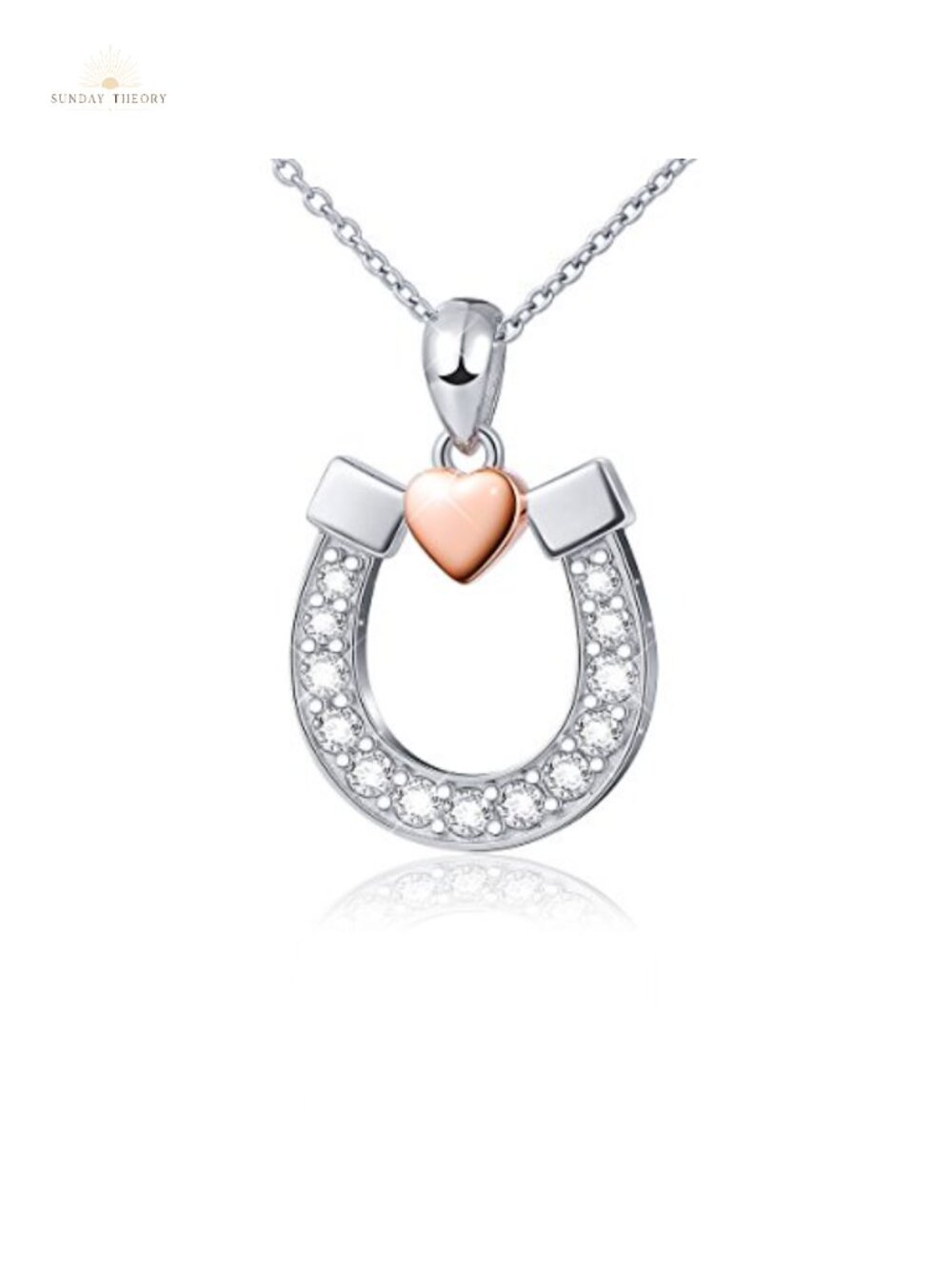 Sterling Silver Animal Pendant Necklace 'Love U' Horseshoe Charm 18" Chain
